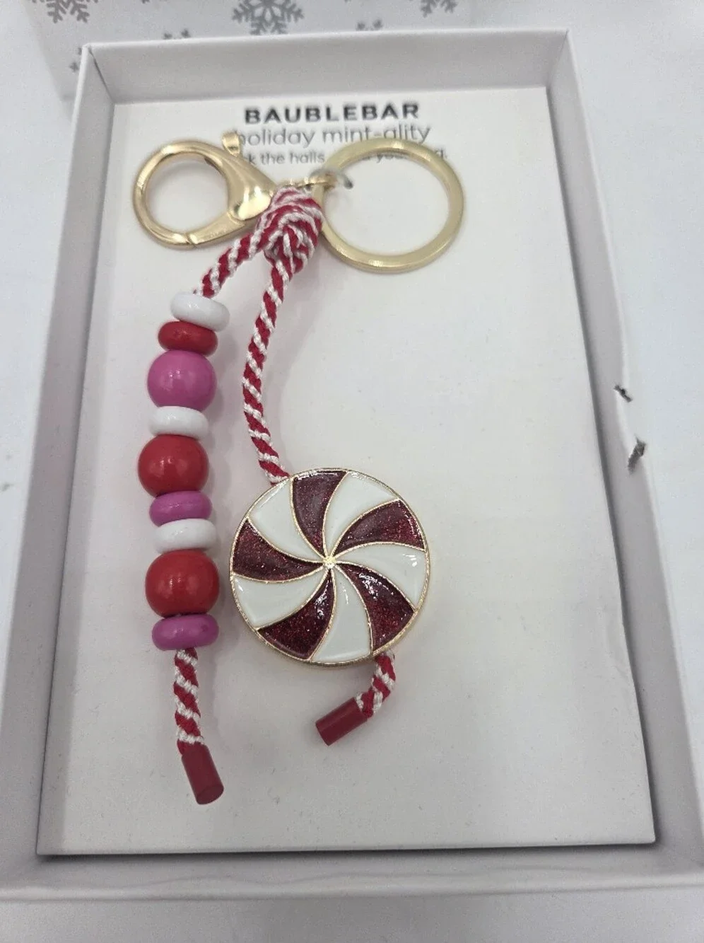 Baublebar Peppermint Bead Keychain Purse Charm